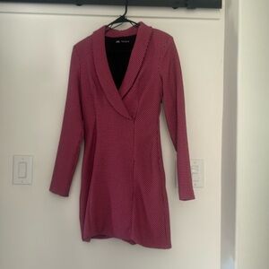 Zara pink and black houndstooth knit dress